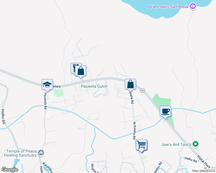 map of restaurants, bars, coffee shops, grocery stores, and more near 250 Waikina Loop in Haiku-Pauwela