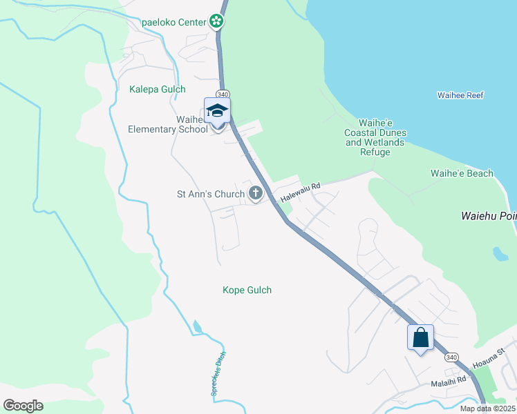 map of restaurants, bars, coffee shops, grocery stores, and more near 31 Kuhinia Street in Wailuku