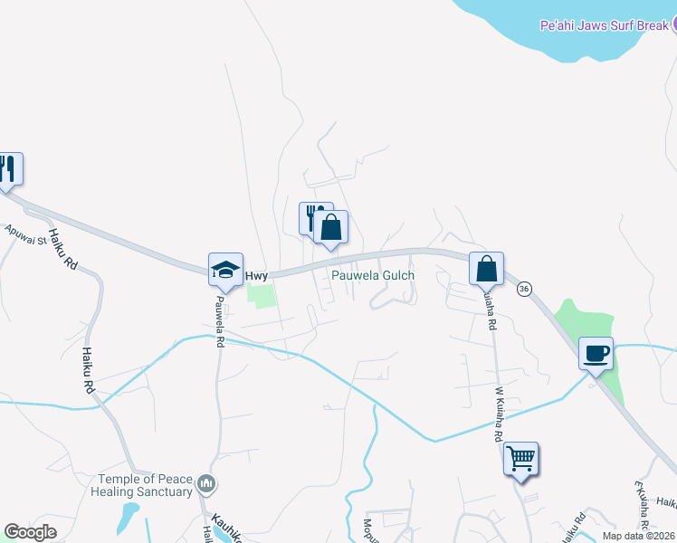 map of restaurants, bars, coffee shops, grocery stores, and more near 35 Kahope Place in Haiku-Pauwela