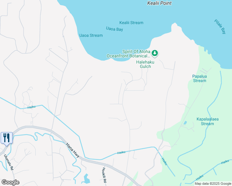 map of restaurants, bars, coffee shops, grocery stores, and more near 60 Pono Road in Haiku-Pauwela