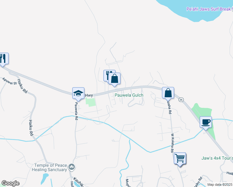 map of restaurants, bars, coffee shops, grocery stores, and more near 6 Kahope Place in Haiku-Pauwela