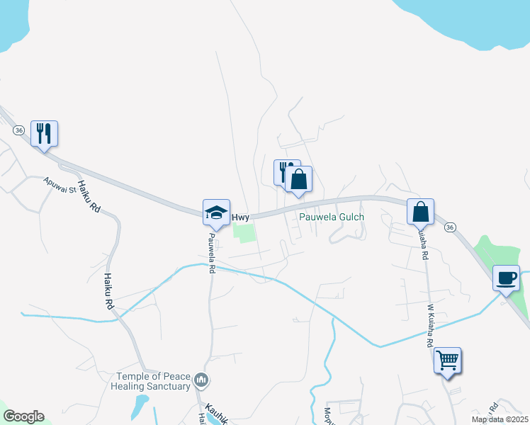 map of restaurants, bars, coffee shops, grocery stores, and more near 2865 Hana Highway in Hana