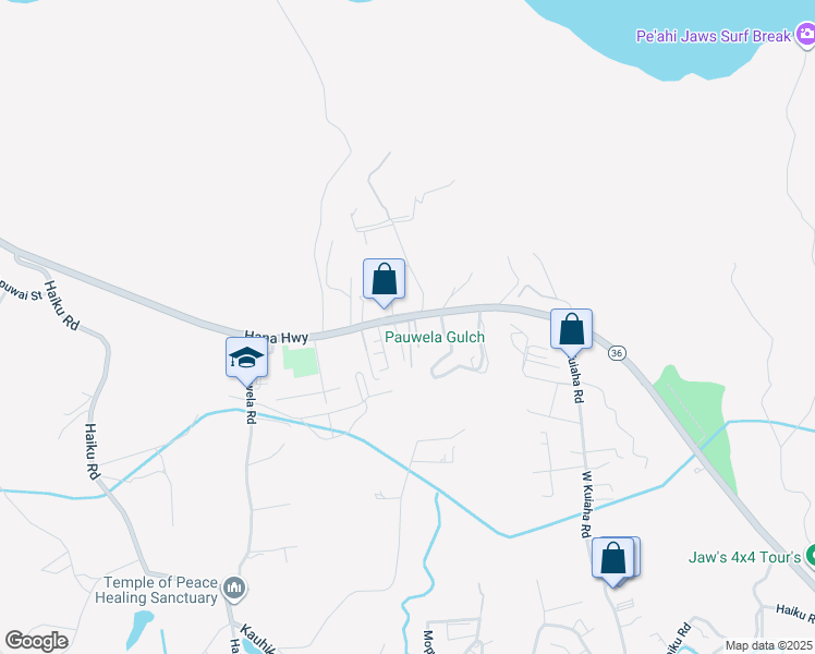 map of restaurants, bars, coffee shops, grocery stores, and more near 12 Lokahi Place in Haiku-Pauwela