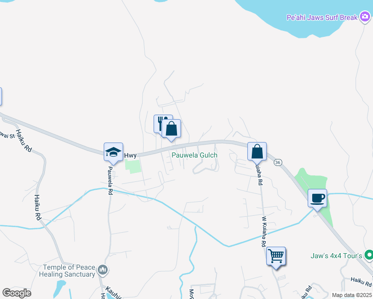 map of restaurants, bars, coffee shops, grocery stores, and more near 60 Kahope Place in Haiku-Pauwela