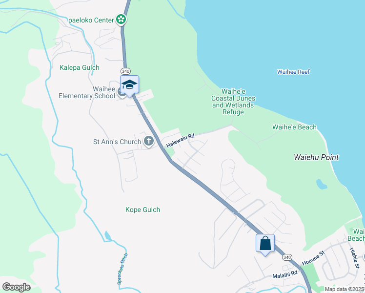 map of restaurants, bars, coffee shops, grocery stores, and more near 1932 Kaihamu Place in Wailuku