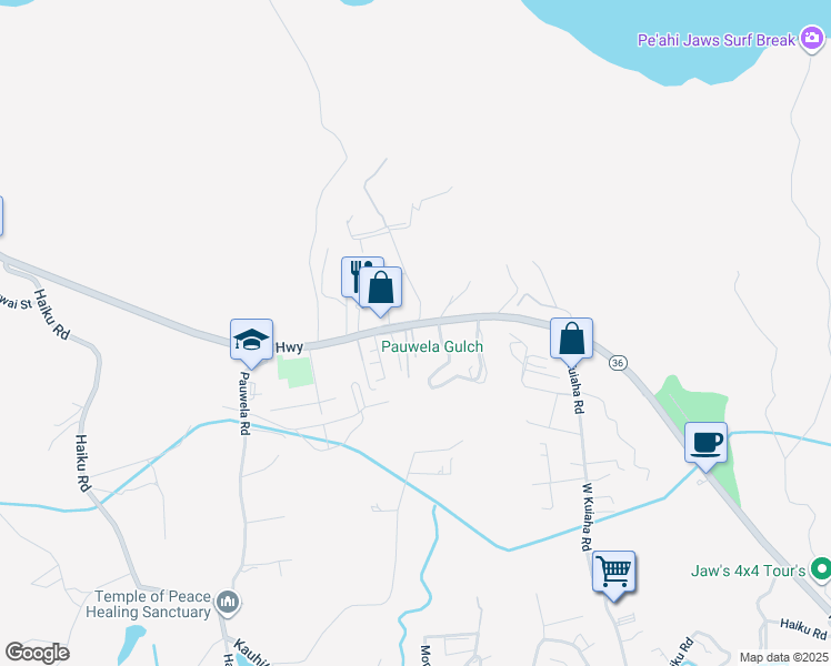 map of restaurants, bars, coffee shops, grocery stores, and more near 60 Kahope Place in Haiku-Pauwela