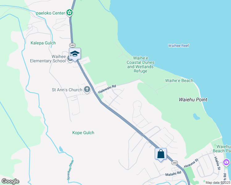 map of restaurants, bars, coffee shops, grocery stores, and more near Limu Eleele Place in Waihee-Waiehu