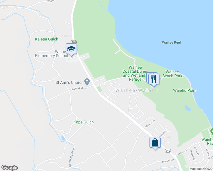 map of restaurants, bars, coffee shops, grocery stores, and more near 1932 Kaihamu Place in Wailuku