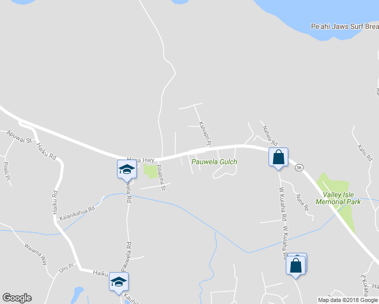 map of restaurants, bars, coffee shops, grocery stores, and more near 0 Kahiapo Place in Haiku-Pauwela