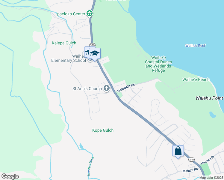 map of restaurants, bars, coffee shops, grocery stores, and more near 4 Kuhinia Street in Wailuku