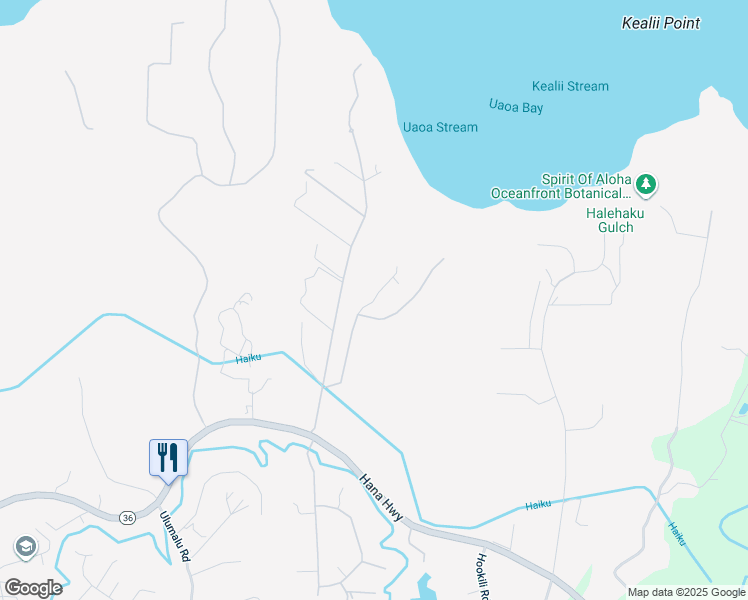 map of restaurants, bars, coffee shops, grocery stores, and more near 277 Mehana Road in Haiku-Pauwela