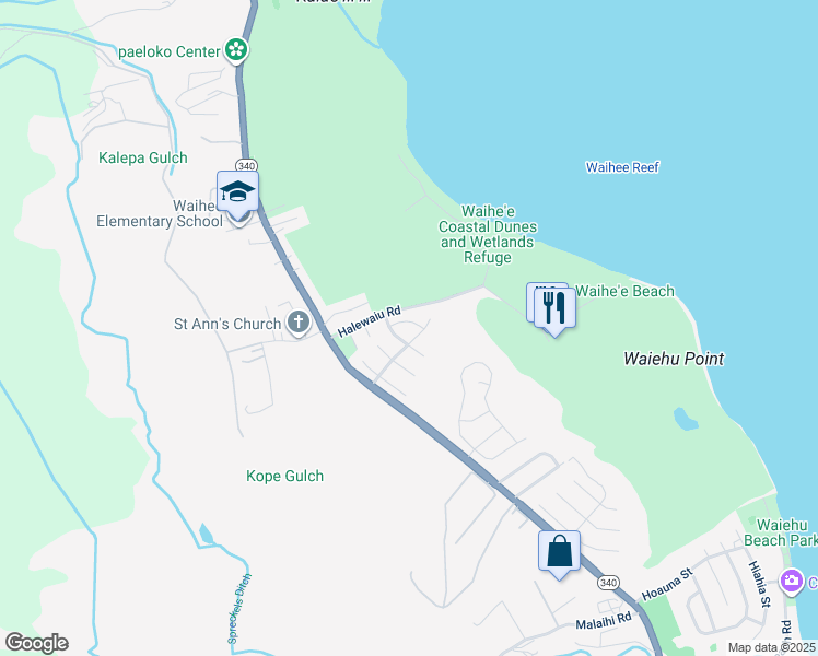 map of restaurants, bars, coffee shops, grocery stores, and more near 78 Limu Kala Street in Wailuku