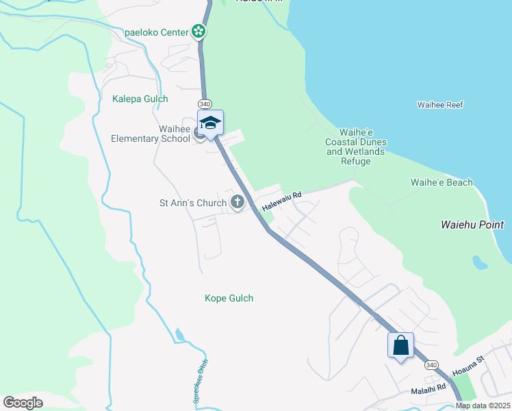 map of restaurants, bars, coffee shops, grocery stores, and more near 1962 Kahekili Highway in Wailuku