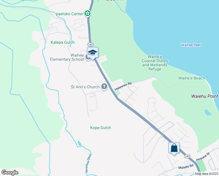 map of restaurants, bars, coffee shops, grocery stores, and more near 4 Kuhinia Street in Wailuku