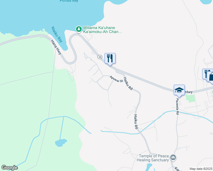 map of restaurants, bars, coffee shops, grocery stores, and more near 52 Piialii Street in Haiku-Pauwela