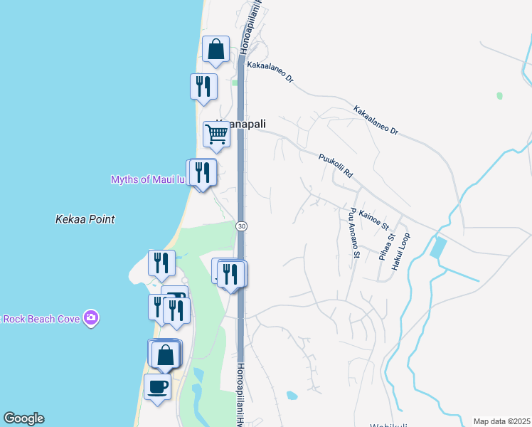 map of restaurants, bars, coffee shops, grocery stores, and more near 2773 Kolepa Place in Lahaina