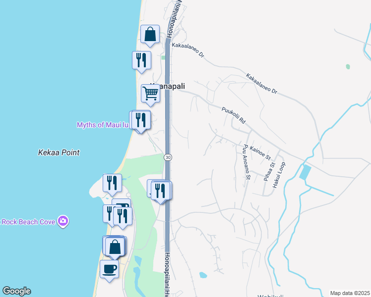 map of restaurants, bars, coffee shops, grocery stores, and more near 2773 Kolepa Place in Lahaina