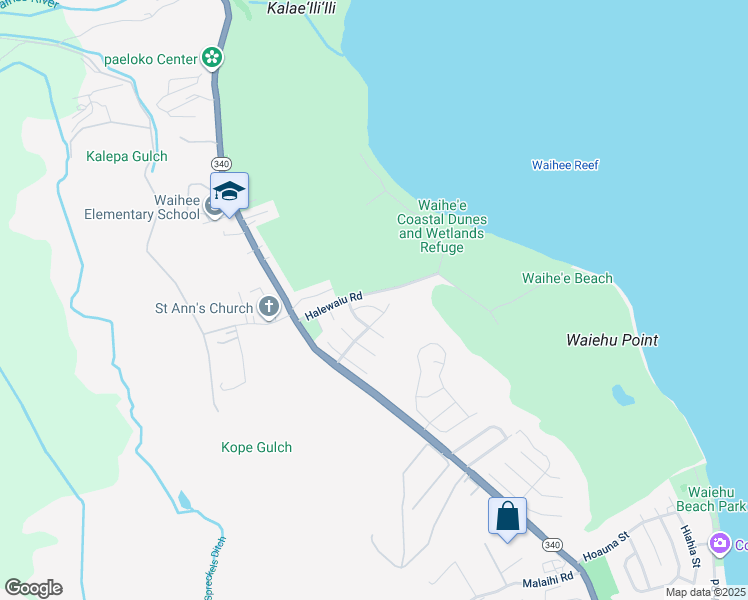 map of restaurants, bars, coffee shops, grocery stores, and more near 81 Limu Kala Street in Wailuku