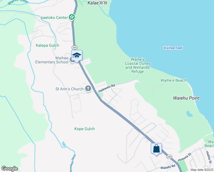 map of restaurants, bars, coffee shops, grocery stores, and more near 63 Halewaiu Road in Wailuku