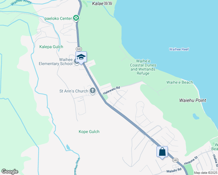 map of restaurants, bars, coffee shops, grocery stores, and more near 56 Wilipohaku Street in Wailuku