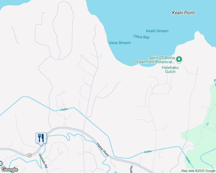 map of restaurants, bars, coffee shops, grocery stores, and more near 277 Mehana Road in Haiku-Pauwela