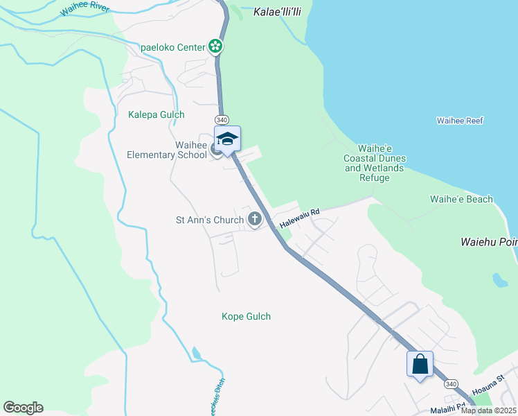 map of restaurants, bars, coffee shops, grocery stores, and more near 2007 Kahekili Highway in Wailuku