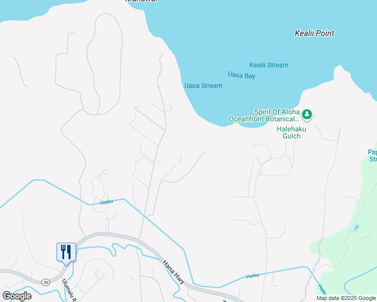 map of restaurants, bars, coffee shops, grocery stores, and more near 300 Mehana Road in Haiku-Pauwela