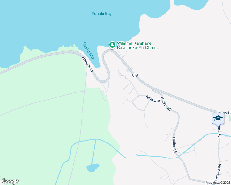 map of restaurants, bars, coffee shops, grocery stores, and more near 50 Papio Way in Haiku-Pauwela
