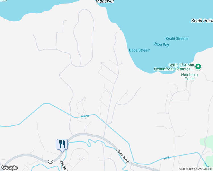 map of restaurants, bars, coffee shops, grocery stores, and more near 233 Manawai Place in Haiku-Pauwela