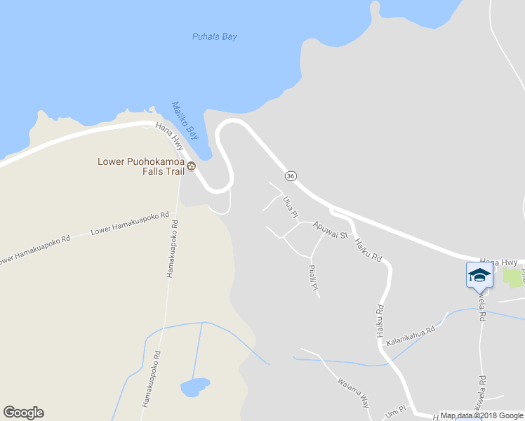 map of restaurants, bars, coffee shops, grocery stores, and more near 0 Papio Way in Haiku-Pauwela