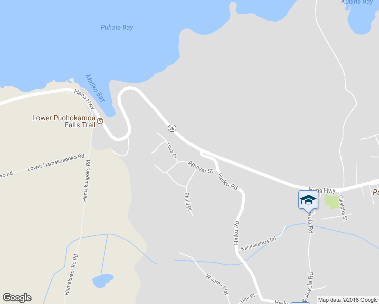 map of restaurants, bars, coffee shops, grocery stores, and more near 100 Apuwai Street in Haiku-Pauwela