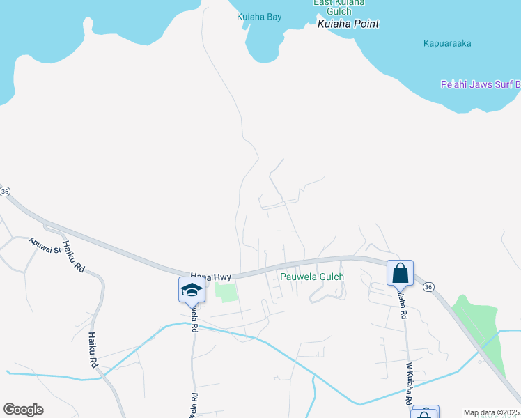 map of restaurants, bars, coffee shops, grocery stores, and more near 0 Kahiapo Place in Haiku-Pauwela