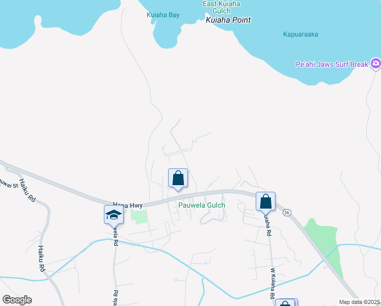 map of restaurants, bars, coffee shops, grocery stores, and more near 108 Kahiapo Place in Haiku-Pauwela