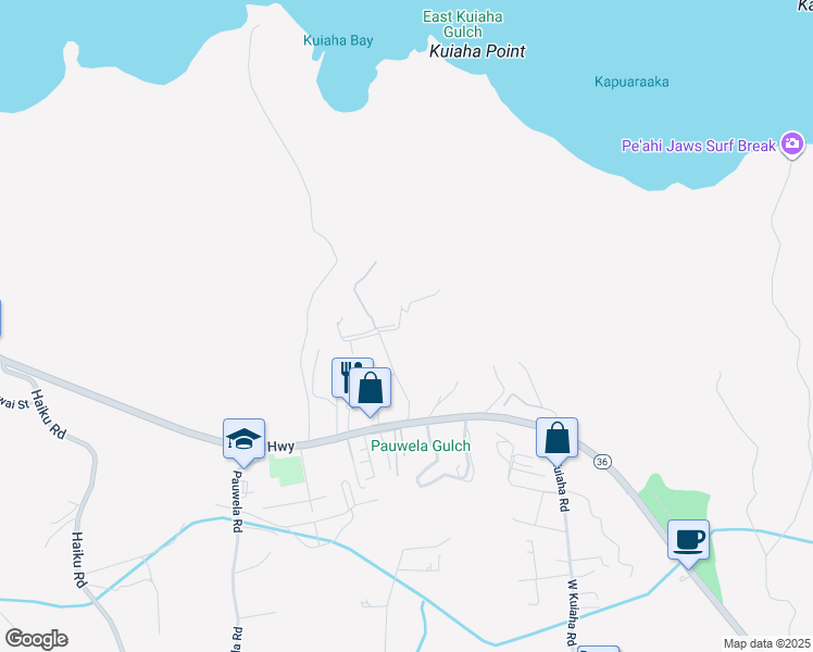 map of restaurants, bars, coffee shops, grocery stores, and more near 110 Kahiapo Place in Haiku-Pauwela
