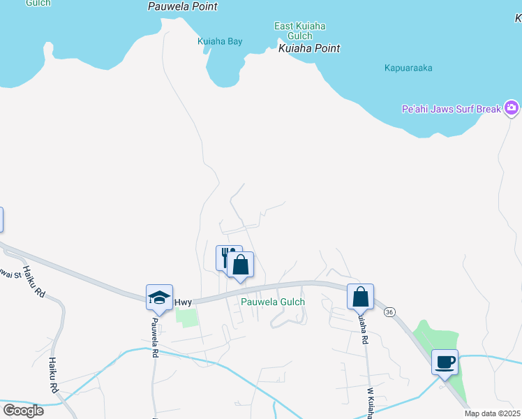 map of restaurants, bars, coffee shops, grocery stores, and more near 112 Kahiapo Place in Haiku-Pauwela