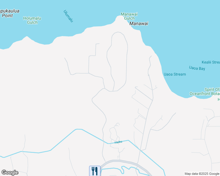 map of restaurants, bars, coffee shops, grocery stores, and more near 580 Kai Huki Circle in Haiku-Pauwela
