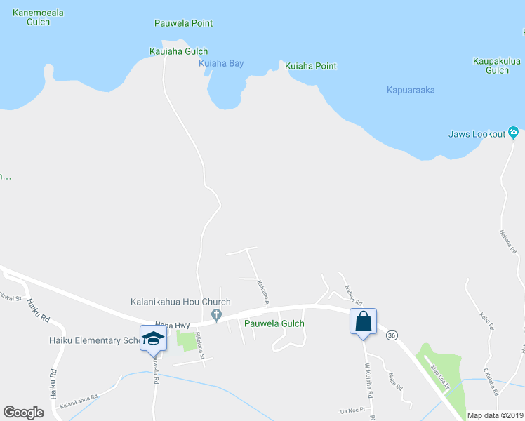 map of restaurants, bars, coffee shops, grocery stores, and more near 77 Nahele Road in Haiku-Pauwela