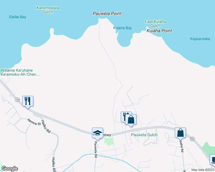 map of restaurants, bars, coffee shops, grocery stores, and more near in Haiku-Pauwela