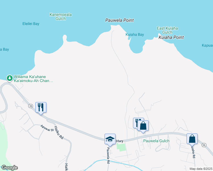map of restaurants, bars, coffee shops, grocery stores, and more near 0 Hana Highway in Paia
