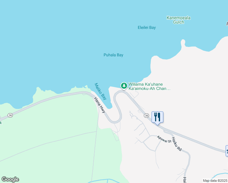 map of restaurants, bars, coffee shops, grocery stores, and more near 2175 Hana Highway in Haiku-Pauwela