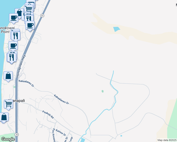 map of restaurants, bars, coffee shops, grocery stores, and more near 3400 Aina Mahiai Place in Lahaina