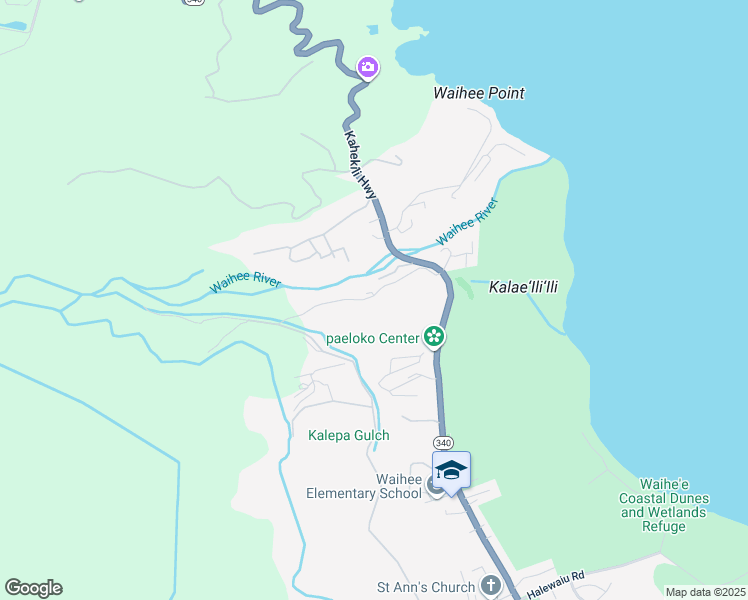 map of restaurants, bars, coffee shops, grocery stores, and more near 95 Waihee Valley Road in Wailuku