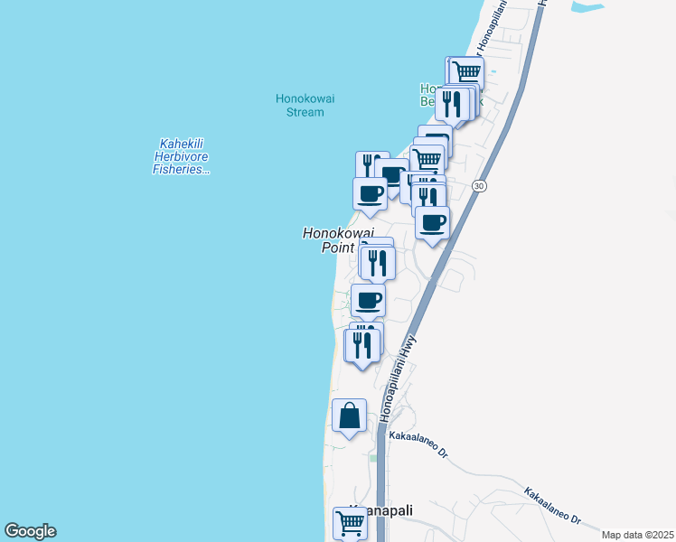 map of restaurants, bars, coffee shops, grocery stores, and more near 110 Kaanapali Shores Place in Lahaina