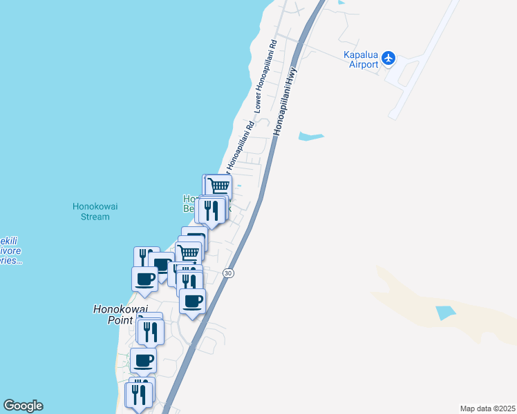 map of restaurants, bars, coffee shops, grocery stores, and more near 3999 Honoapiilani Highway in Wailuku