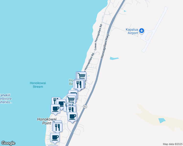 map of restaurants, bars, coffee shops, grocery stores, and more near 48 Haku Hale Place in Lahaina
