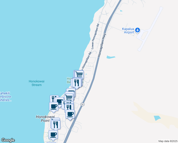 map of restaurants, bars, coffee shops, grocery stores, and more near 48 Haku Hale Place in Lahaina