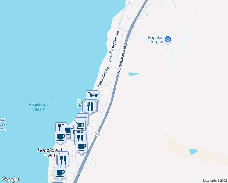 map of restaurants, bars, coffee shops, grocery stores, and more near 3901-3999 Honoapiilani Highway in Wailuku