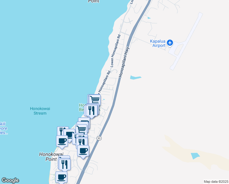 map of restaurants, bars, coffee shops, grocery stores, and more near 3901-3999 Honoapiilani Highway in Wailuku