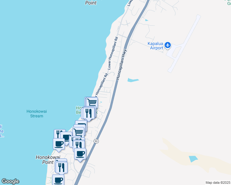 map of restaurants, bars, coffee shops, grocery stores, and more near 3788 Lower Honoapiilani Road in Lahaina