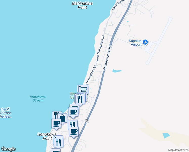 map of restaurants, bars, coffee shops, grocery stores, and more near 3788 Lower Honoapiilani Road in Lahaina